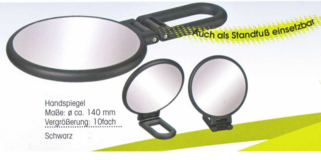 Kosmetikspiegel als Handspiegel und als Standspiegel verwendbar mit 10-fach Vergrösserung by Bavaria Bäder-Technik Gdbr