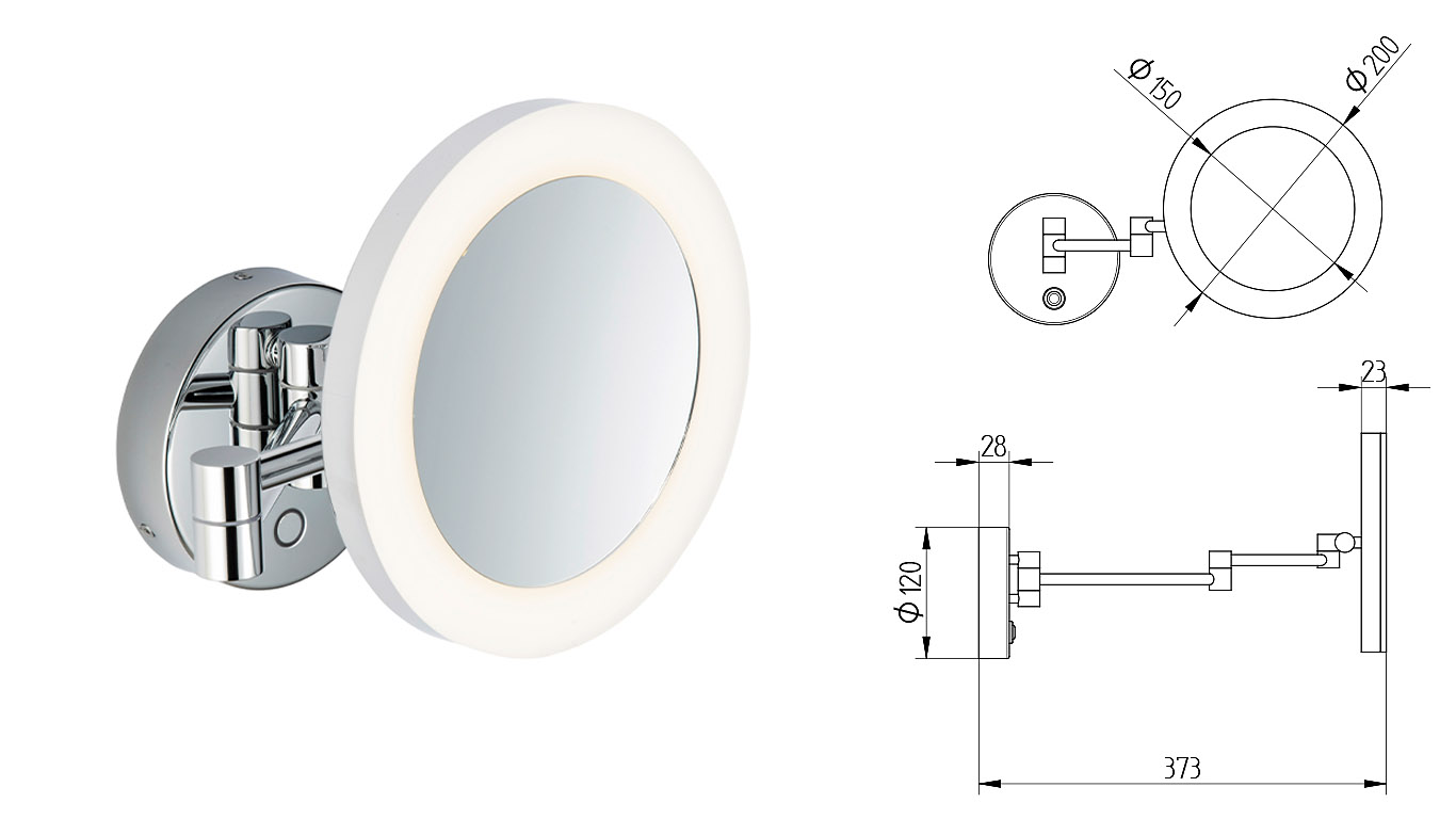 Kosmetikspiegel mit LED Beleuchtung zum Schminken und Rasieren by Bavaria Bäder-Technik GdbR